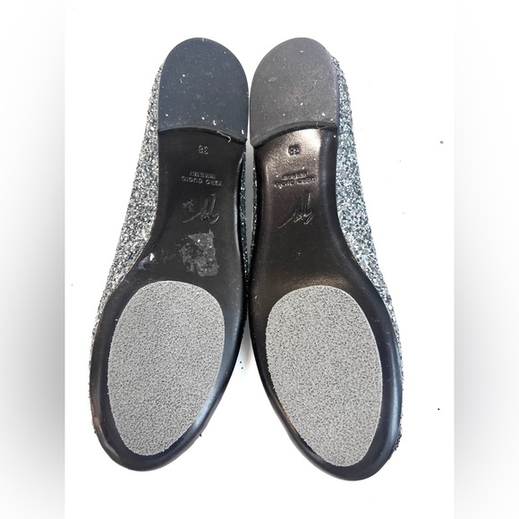 GIUSEPPE ZANOTTI GREY GLITTER CAP TOE BALLET FLATS - Picture 6 of 6